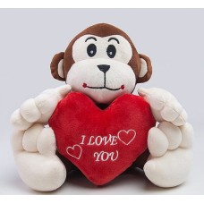 Cuddly Monkey Love Plush - Valentine Cuddles For Her , Him - 10 Inches